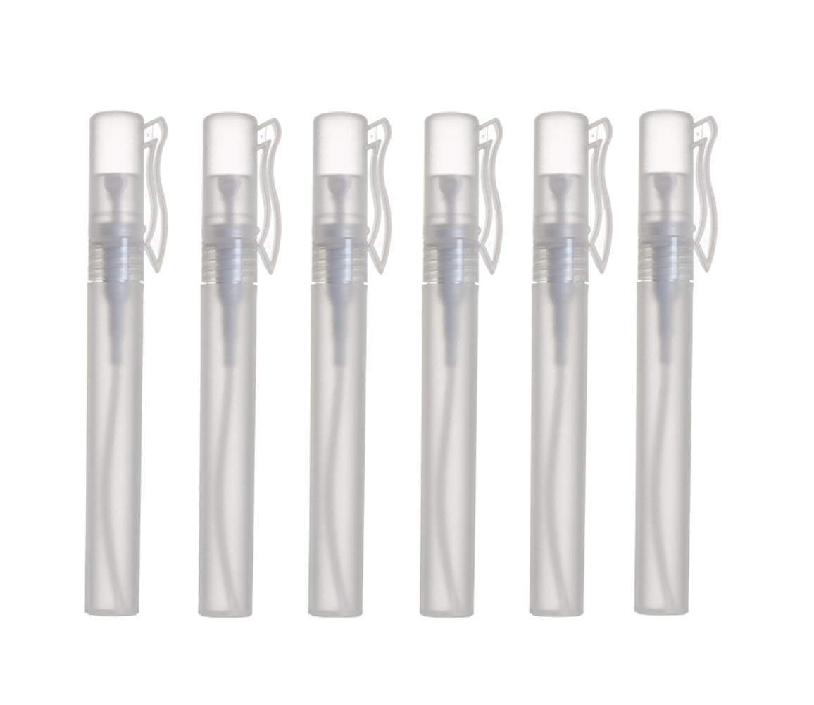 VASANA 6Pcs 10ml 1/3oz Mini Portable Pen Perfume Bottle Spray Bottle Small Sample Empty Refillable Containers Fragrances Sprayer Bottles Transparent Plastic Pen Shape Travel Set