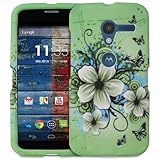 Fosmon MATT-DESIGN Series Slim Fit Rubberized Case Cover for Motorola Moto X 1st Generation (Green Flower)