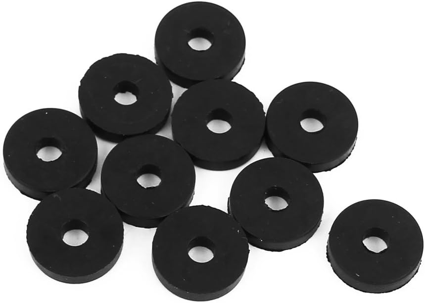 sourcingmap Rubber Flat Washers 13mm OD 4mm ID 3mm Thickness for Faucet Pipe Water Hose Pack of 10, Black, 13mmx4mmx3mm