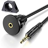 3.5mm Male to 3.5mm Female Car Truck Dashboard Waterproof Flush Mount 3.5mm 1/8" AUX Audio Jack Extension Cable with Mounting Panel for Car Boat and Motorcycle (3 Feet)