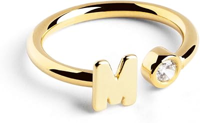 Anillo Mujer Ajustable Personalizado Letter Spark Plata Baño Oro