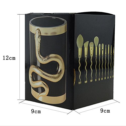 Coshine 10pcs 3D Unique Gold Snake Totem Series Makeup Brushes Set Professional Makeup Artist Tools with Cosmetic Brush Holder Case (brush holder)