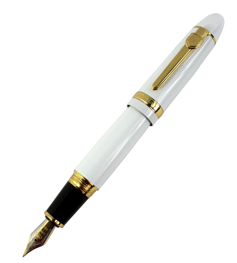 Jinhao 159 Big Heavy Barrel Medium Nib Fountain Pen with Golden Clip - White