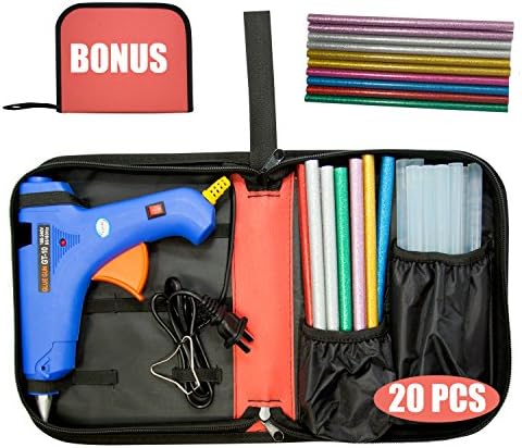 Hot Glue Gun (Not Mini) 100W Power Switch High Temp Melt Glue Gun Kit with 20 Pcs Premium Glue Sticks (1.1'' x 20") Full Portable perfect for DIY Small arts & crafts projects (BONUS Tools Carry Bag)
