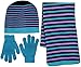 Girl's 3 Piece Knit Hat, Scarf & Gloves Set (Blue-Lavender), OSFM