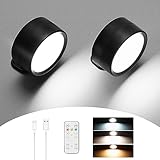 Wall Lights, Set of 2 LED Black Dimmable Battery