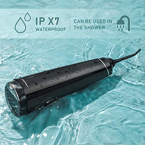 Liberex Cordless Water Flosser for Teeth - Portable USB Rechargeable 4 Floss Modes Oral Irrigator with OLED Display, Waterproof Dental Cleaner Pick for Braces, Travel, 5 Jet Nozzles