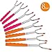 BBQStyle Marshmallow Roasting Sticks, Set of 8 Pack Premium 45'' Extendable Rotating Telescoping Forks for Hot Dog & Smores, Special Safe and Healthy Cookware for Campfire, Camping & Bonfire