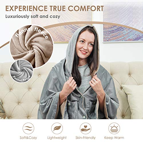 Wearable Electric Blanket, Portable Poncho Wrap, Cordless Rechargeable Heated Shawl Blanket