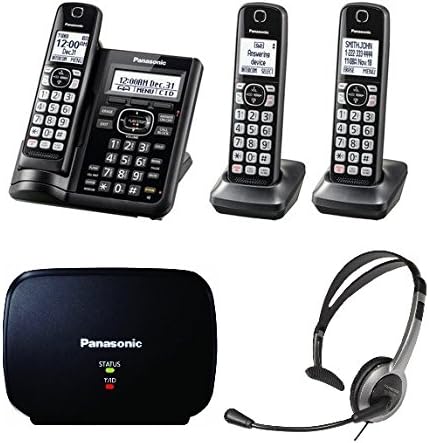Panasonic KX-TGF543B Cordless Phone with Call Block & Answering Machine - 3 Handsets
