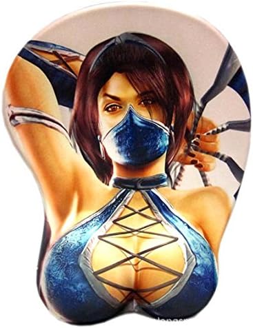 Famixyal Anime Mortal Kombat Murderess Sexy Girl 3D Anime Mouse Pad Cartoon Sexy Mouse Pad With Wrist Rest Soft Breast Computer Gel Hand Pillow Mouse Pads Mice Mat Game Mouse Pads For Gamer