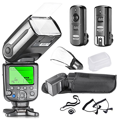 Neewer NW565EX Professional E-TTL Slave Flash Speedlite Kit for Canon DSLR Cameras- Includes: Neewer Auto-Focus Flash+2.4G Wireless Trigger+C1/C3 Cables+Hard & Soft Diffuser+Lens Cap Holder