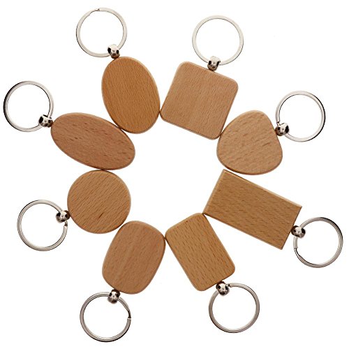 WXLAA DIY Blank Wooden Key Chain Personalized EDC Wood Keychains Best Gift