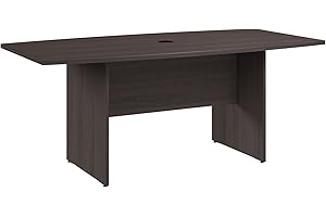 Bush Business Furniture 72-inch Office Conference Table with Wood Base, Boardroom Meeting Space for 6 Users, Storm Gray