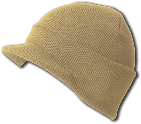 New Blank Cuff Winter Beanie Visor (Comes In 18 Different Colors), Khaki