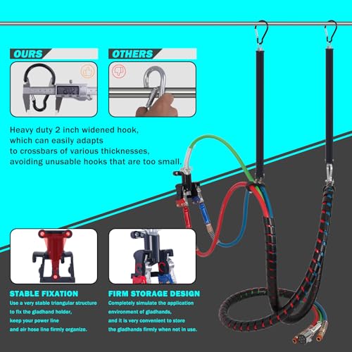 CheeMuii - Kit de línea de aire de semirremolque de 12 pies con soporte Gladhand y resortes, mangueras de freno rojo y azul y cable de remolque de 7 vías 3 en 1 para tractor