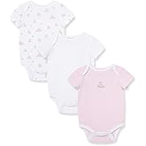 Little Me Clothes for Baby Girls’ 3-Pack 100% Cotton Bodysuits with Full Snap Closures, Baby Essentials, Newborn to 9 Months