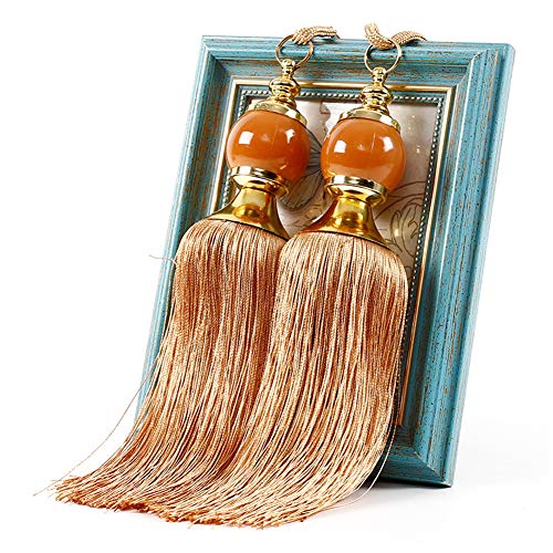 EUGNN 1 Pair Beaded Tassels Curtain Holdbacks Curtains Tiebacks Rope Fastener Window Drapery Tiebacks Drape Holders for Home Bedroom, Office Hotel Decoration(Pink)