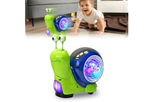 HISKI Luminous Snail Toy, 2025 New Baby Toddler Electric Snail Toy Cute Electronic Animal Crawl, Play Music, Musical Crawling Snail Toys Interactive Sensory Toy for Home Music Toys (Green)
