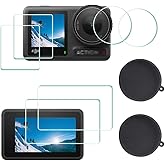 ULBTER Screen Protector for DJI OSMO Action 4 Camera + Silicone Lens cap Cover, 0.3mm 9H Hardness Tempered Glass Protector, A