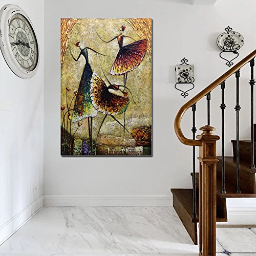 Metuu Oil Paintings, Ballet Dancer Girl Paintings Modern Home Decor Wall Art Painting Wood Inside Framed Hanging Wall Decoration Abstract Painting Ready to hang 24x36inch
