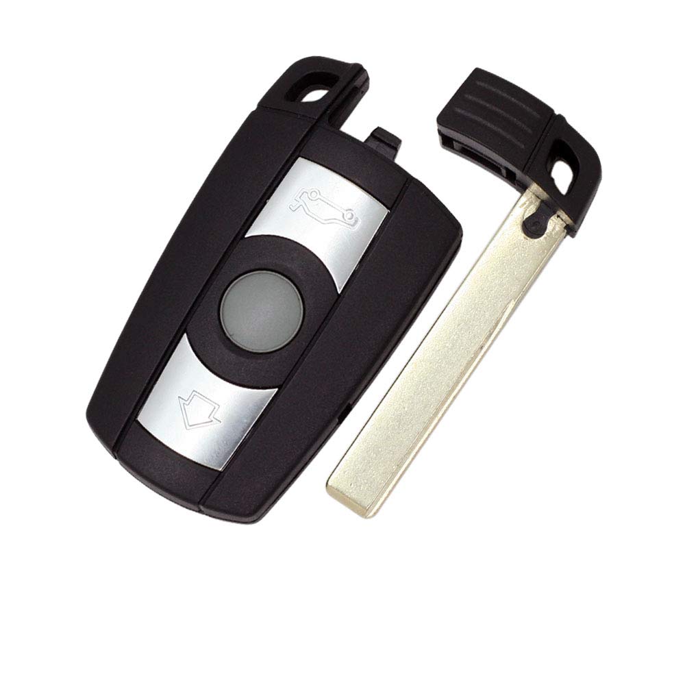 BROVACS Replacement Key Shell + Uncut Blank Emergency Insert Key Compatible with BMW 3 Button Smart Keyless Entry Remote Key Case Fob PG905