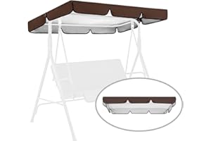 NSdawali Swing Canopy Replacement for Outdoor Patio Swing Chair 2/3 Seater Waterproof Porch Swing Seat Canopy Cover Garden Hammock Top Cover for Seat Furniture, Canopy only (Coffee, 65x45×5.9 Inch)