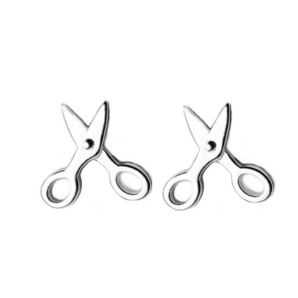 Small Unique Studs Earrings for Women Teen Girls Men Boy S925 Sterling Silver Cute Scissors Tiny Shears Safety Pin Earrings Hypoallergenic Post Fashion Personalized Unisex Jewerly Gift for Best Friend
