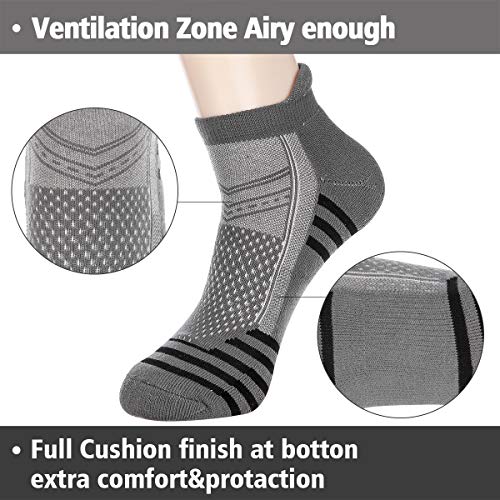 Cooplus Mens Ankle Socks Athletic Breathable Low Cut Running Tab With Arch Support-6Pairs