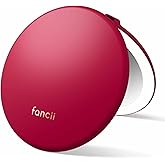 Fancii Taylor LED Lighted Travel Makeup Mirror, Rechargeable, 10x /1x Magnifying, Tru-Glow Light Technology, XL Large 5” Wide | Compact Mirror for Purses (Ruby Red)