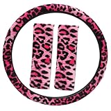 OxGord Leopard Steering Wheel Cover, Pink