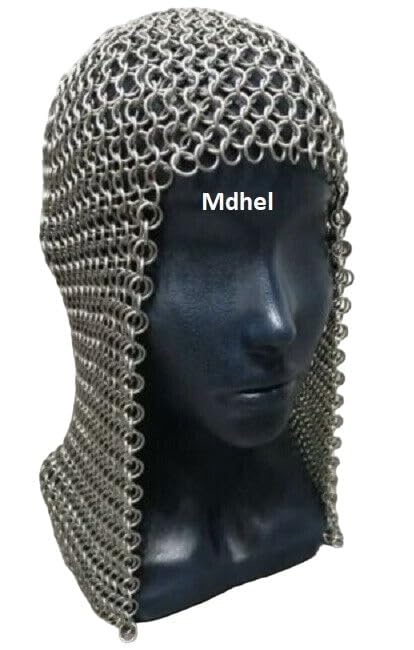 Photo 1 of anodized aluminum hood aluminum chainmail hood handmade large size new aluminum chainmail coif hood Medieval coif Helmet hood Ringmail coif Full head coif Historical coif Knight coif