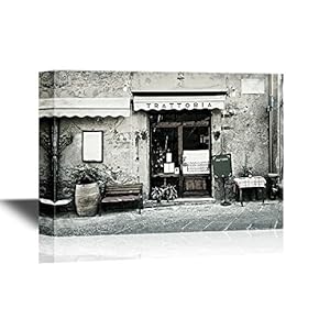 Doors Canvas Wall Art - Door of an Italian Restaurant - Gallery Wrap Modern Home Art | Ready to Hang - 12x18 inches