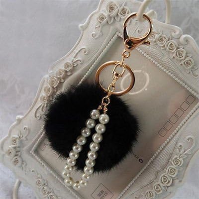 DecorHolic Faux Rabbit Fur Ball Pom Pom Pendant Car Keychain Handbag Key Ring #1