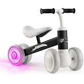 Colorful LED Baby Balance Bike for 1 Year Gifts - 10-36 Month Toddler Balance Bike with No Pedals, Enclosed Wheels, and Soft Seat - Ride on Toys for Toddlers 1-3