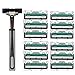 Men's Razor Handle + 12 Blade Refills Shaving Razor Blades Knives Razor Blade Face Care Tools for Men