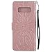 A-slim Galaxy Note 8 Wallet Case, (TM) Sun Pattern Embossed PU Leather Magnetic Flip Cover Card Holders & Hand Strap Wallet Purse Case for Samsung Galaxy Note 8 - Rose Gold