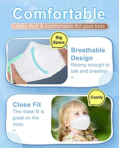 Kids KF94 Masks for Children, Individual Wrapped Colored Mask Kid Sized, Small Soft Mask for Boys Girls, Comfortable Fit for Easy Breath Talk, Adjustable Nose Wire Mask 20 Packs
