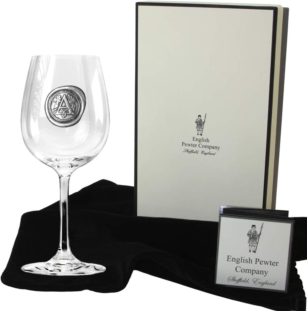 English Pewter Company Personalised Wine Glass with Your Choice of Initial (A), Unique Gift for Men or Women Birthdays - Image 4