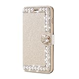Elaco Women iPhone Case for iPhone 6/6s 4.7 inch/for iPhone 6 Plus 5.5inch/ iPhone 7 4.7inch/iPhone 7 Plus 5.5inch Wallet Card Magnetic Case Cover (Gold1, iPhone 6/6s 4.7inch)