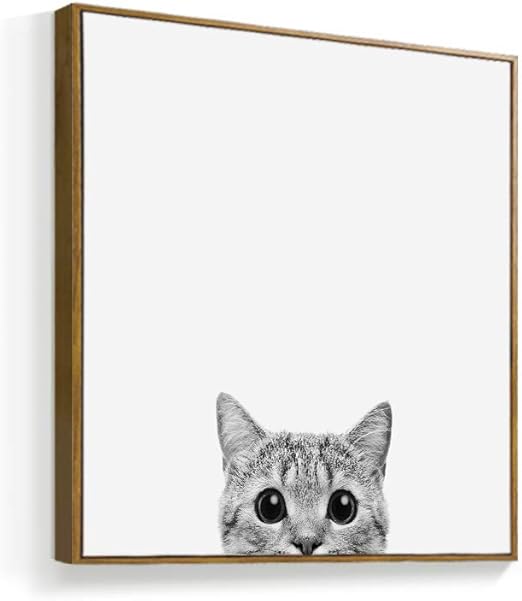 Amazon Com Nwt Framed Canvas Wall Art For Living Room Bedroom Curious Dog And Cat Canvas Prints For Home Decoration Ready To Hanging 16x16 Inches Posters Prints
