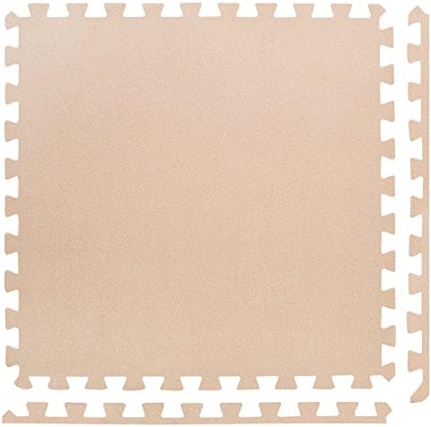 6 Large Cream Carpet Interlocking Foam Mats - Perfect for Floor Protection, Garage, Exercise, Yoga, Playroom. Eva Foam (6 Tiles, Each Tile = 60 x 60cms)