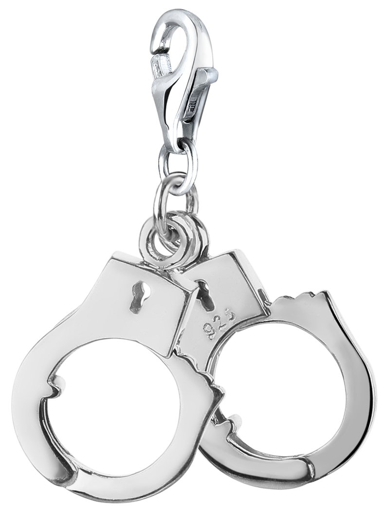 Nenalina Handcuffs Carabiner Charm Pendant for Charm Bracelet 925 Sterling Silver 713059-000, Sterling Silver, No Gemstone