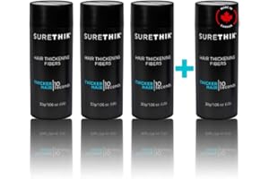 SURETHIK Hair Thickening Fibers (Pack of 4 x 30G Bottle, Dark Brown), For Thicker Looking Hair, Building Hair Fibers to Conce