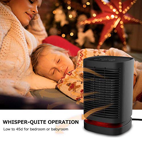 Space Heater - 950W Portable Electric Heater with Auto Oscillating, Quick Heat-up, Tip-Over and Overheating Protection, Smart Touch Control 3 Modes Adjustable PTC Ceramic Mini Heater for Home Office - Thumbnail 5