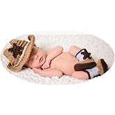 Vedory Newborn Baby Photo Props Outfits Cowboy Style Crochet Knitted Hat Boots Photography Props