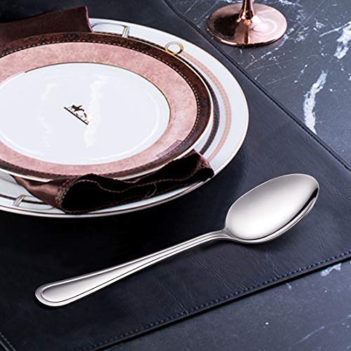 LIANYU Dinner Spoons Set of 12, Stainless Steel Flatware Silverware Table Spoon, Mirror Finish, Dishwasher Safe