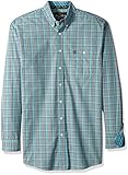 Wrangler Men's Big and Tall George Strait One Pocket Long Sleeve Turquoise Woven Shirt