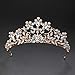 SWEETV Rose Gold Pearl Wedding Tiara for Bride, Crystal Tiaras and Crowns for Women, Princess Tiara Costume Crown for Birthday Party Prom