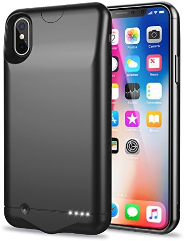 iPhone X Battery Case,Emishine 5200mAh Slim Rechargeable External Battery Portable Charging Case for Apple iPhone X, iPhone 10 Charger Case / Extended Battery Juice Pack with Lightning Cable (Black)